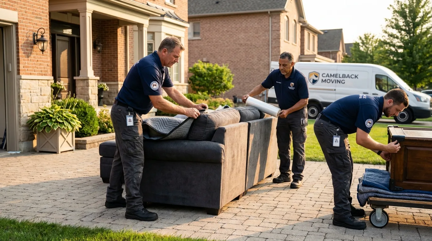 Large estate moving crew wrapping furniture in Menahga, MN